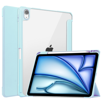Hoozey Case2go - Tablet hoes geschikt voor iPad Air 6 (2024) - Acrylic Trifold case met Pencil houder - 10.9 Inch - Lichtblauw