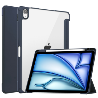 Hoozey Case2go - Tablet hoes geschikt voor iPad Air 6 (2024) - Acrylic Trifold case met Pencil houder - 10.9 Inch - Donkerblauw