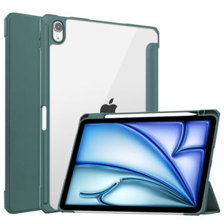 Hoozey Case2go - Tablet hoes geschikt voor iPad Air 6 (2024) - Acrylic Trifold case met Pencil houder - 10.9 Inch - Donkergroen