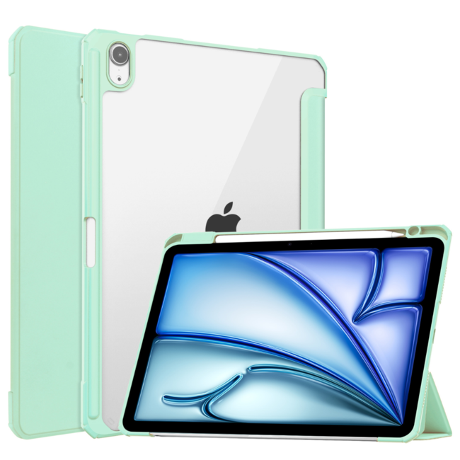 Case2go - Tablet hoes geschikt voor iPad Air 6 (2024) - Acrylic Trifold case met Pencil houder - 10.9 Inch - Lichtgroen