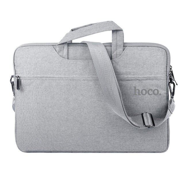 HOCO - Laptoptas geschikt voor 14 inch Laptops / Tablet - Sleeve met Extra Vak, Handvat en Schouderband - Grijs