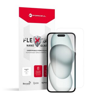 Forcell Screenprotector voor iPhone 15 Plus - Flexibel Hybride Glas