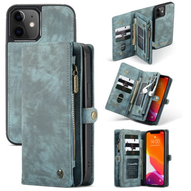 CaseMe - Case for Apple iPhone 13 Mini - Wallet Case with Card Holder, Magnetic Detachable Cover - Blue