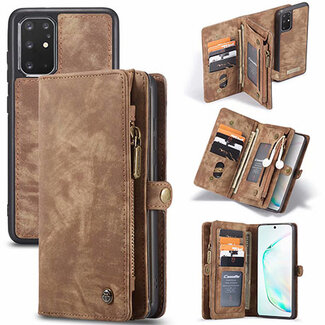 CaseMe CaseMe - Case for Samsung Galaxy S20 Plus - Wallet Case Whiteh Card Holder, Magnetic Detachable Cover - Brown