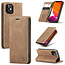 CaseMe - Case for iPhone 12 - PU Leather Wallet Case Card Slot Kickstand Magnetic Closure - Brown