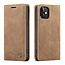 CaseMe - Case for iPhone 12 - PU Leather Wallet Case Card Slot Kickstand Magnetic Closure - Brown