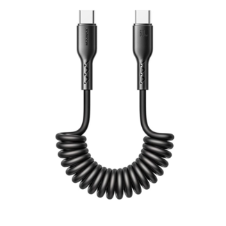 Joyroom Joyroom - USB-C naar USB-C Kabel - Krulsnoer - Uitrekbare oplaadkabel - Universele oplaadkabel - 1.5 M - 60W - Zwart
