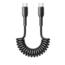 Joyroom - USB-C naar USB-C Kabel - Krulsnoer - Uitrekbare oplaadkabel - Universele oplaadkabel - 1.5 M - 60W - Zwart