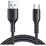 Joyroom - Flash-Charge Series - USB-A naar USB-C kabel - Nylon - 60W - 3A - Snellader - 1 Meter - Zwart