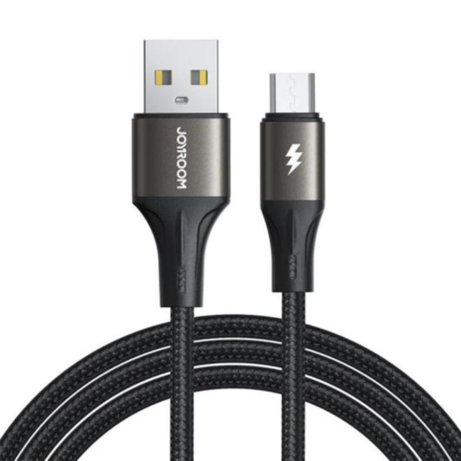 Joyroom - Light-Speed Series - USB-A naar Micro USB kabel - Nylon - 3A Snellader - 1,2 Meter - Zwart