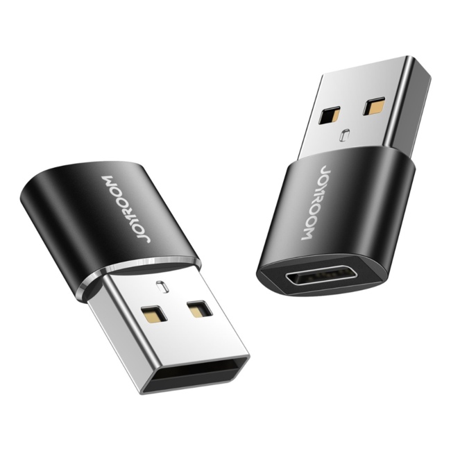 Joyroom - USB-A naar USB-C Adapter - Universele Adapter Geschikt voor Telefoon, Tablets en Laptops - Zwart