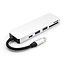 USB Splitter & SD Kaartlezer - USB Hub 3.0 - 2 Poorten - USB-C aansluiting - Aluminium - Zilver