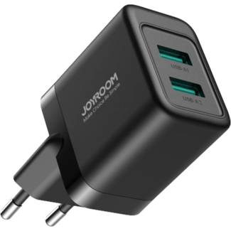 Joyroom Joyroom - Adapter USB - Oplader USB - 2 Poorten USB-A - Snellader 12W - Zwart