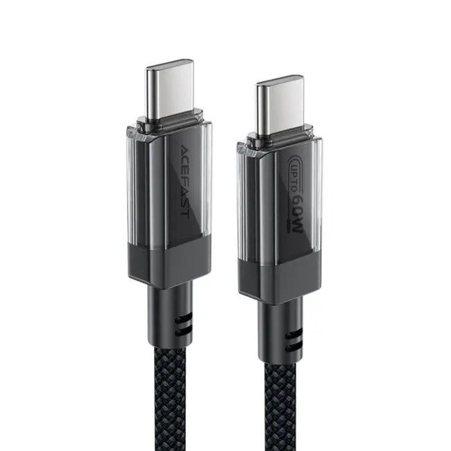 Acefast - USB-C naar USB-C kabel - Oplaadkabel - 1.2 Meter - 480 Mbps - 60W - Nylon - Zwart