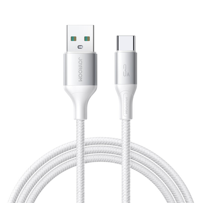 Joyroom - Flash Series - 3A - Usb A naar Type C kabel - Snellader - Nylon - 2 Meter - Wit
