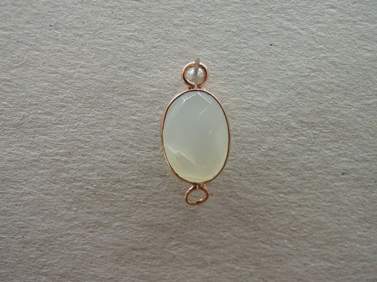 QSF133 HANGER IN KAST 1g925 VERGULD ROSE GRIJS 15X11MM OVAAL MAANSTEEN FACET MET 2 OGEN