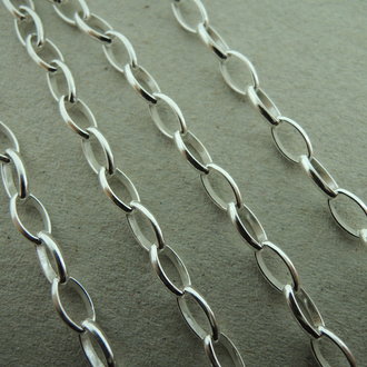 CHR026 KETTING PER METER   (per 2 meter) Ag925 6X3.3MM OVALEN SCHAKEL HALFRONDE DRAAD