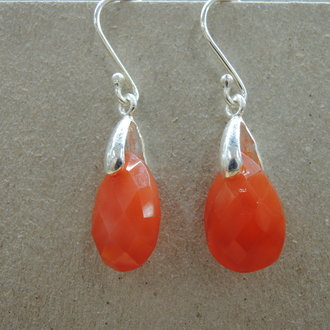 P51 OZ0575 OORHAAK Ag925 CARNEOOL ORANJE 15MM DRUPPEL