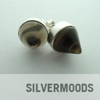 P126 OZ0272 OORSTEKER ROOKKWARTS Ag925 BRUIN 8MM KEGEL