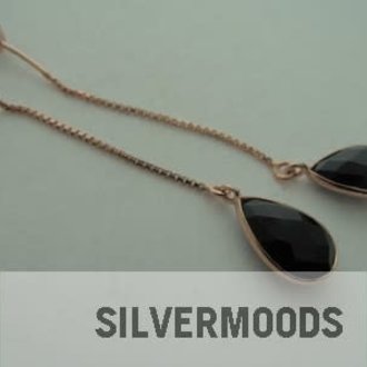 P32 OR0031 OORSTEKER Ag925 VERGULD ROSE ONIX ZWART 12X9MM DRUPPEL+KETTING