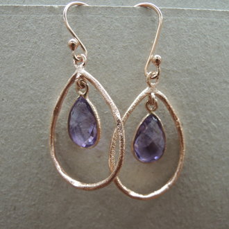 P54 OR0060 OORHAAK Ag925AMETHIST PAARS 4CM AMETHIST PAARS