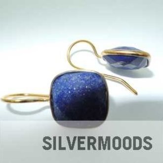 P15 OG0015 OORHAAK Ag925 VERGULD MAANSTEEN GRIJS 13MM VIERKANT