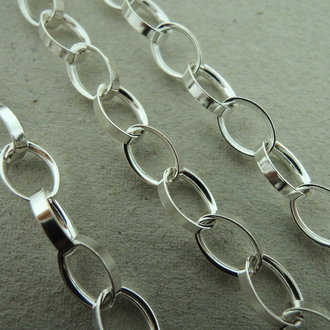 CHR042 (per meter) KETTING PER METER Ag925 OVALEN SCHAKEL PLATTE DRAAD 8X5MM