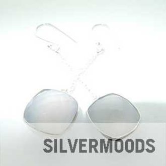 P28 OZ0008 OORHAAK Ag925 CHALCDOON GRIJS 10X8MM VIERKANT+KETTING