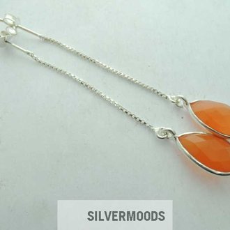 P32 OZ0082 OORSTEKER Ag925 CARNEOOL ORANJE 12X9MM DRUPPEL+KETTING