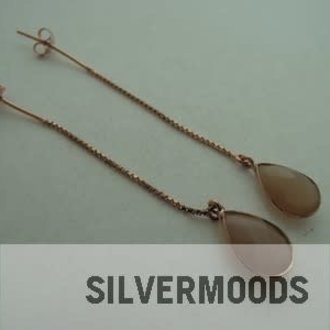 P32 OR0033 OORSTEKER Ag925 VERGULD ROSE MAANSTEEN ROOS  12X9MM DRUPPEL+KETTING