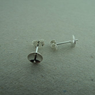 EAST06 OORSTEKER CAP MET PIN  (per 10 paar) Ag925 6MM ROND