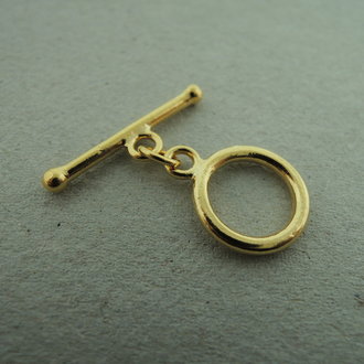 GPTL01 (per 3stuks)  TOGGLE LOCK  Ag925 VERGULD 1CM ROND  (per 3stuks)