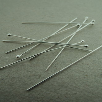 ENHP50 NIETPIN(200 stuks)  Ag925 5CM 0.5MM DRAADDIKTE MET BOLLETJE