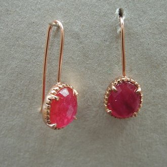 P4 OR0084 OORHAAK Ag925 JADE ROOS  13X11MM OVAAL