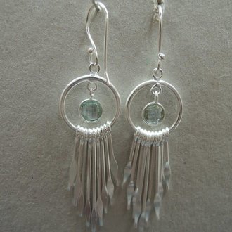 P91 OZ0648 OORHAAK Ag925 TOPAAS BLAUW 6CM DRUPPEL/ROND+KETTING