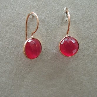 P10 OR0081 OORHAAK Ag925 VERGULD ROSE JADE ROOS 13MM VIERKANT