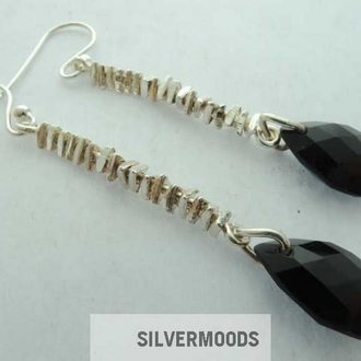 P9 OZ0089 OORHAAK Ag925 ZWART 15X10MM DRUPPEL ONIX FACET