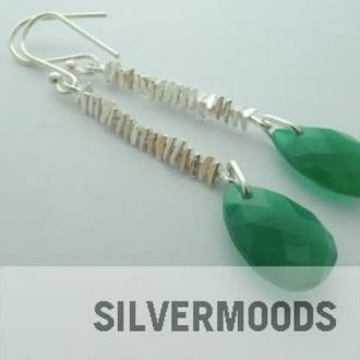 P9 OZ0286 OORHAAK Ag925 GROEN 15X10MM DRUPPEL ONIX FACET