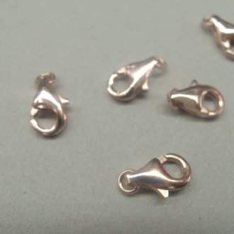 RLOKA09-cl (per 10 stuks)  SLOT Ag925 GOLD PLATED ROSE 9MM KARABIJNSLOT