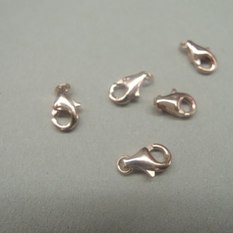 RLOKA11-cl (per 10 stuks)  SLOT Ag925 GOLD PLATED ROSE 11MM KARABIJN SLOT