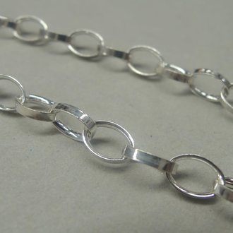 CHR043 KETTING PER METER Ag925 12X8MM DIAM 2MM DRAADDIKTE OVAAL MET PLATTE DRAAD