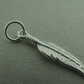 PE167 Ag925 (per 10 stuks) HANGER PLUIM 20MM MET OOG