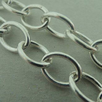 CHR066 (per 1.25 meter) KETTING PER METER Ag925 OVALEN SCHAKEL RONDE DRAAD 11X8X1.6MM