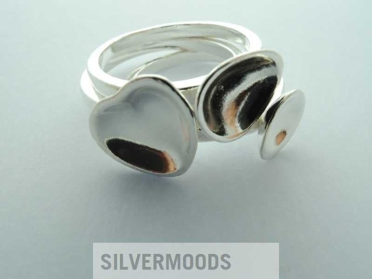 RZ0094 RING Ag925 10MM BREED ONREGELMATIG 3 LOSSE RINGEN