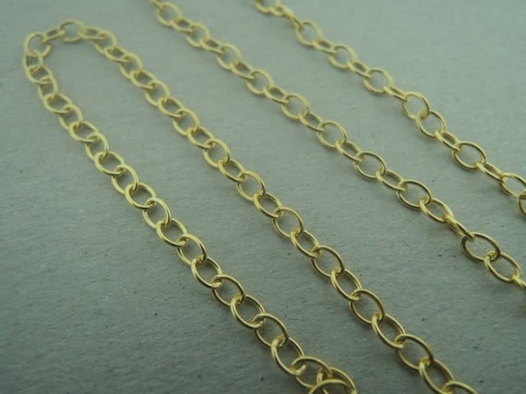 GPCHFZR050 KETTING PER METER Ag925 VERGULD 3.5X2.5MM SCHAKEL OVAAL DRAAD ROND