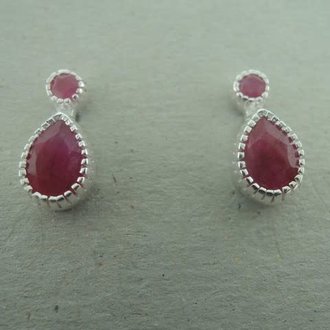 P49 OZ0732 OORSTEKER Ag925 AGAAT ROOS 13MM ROND/DRUPPEL