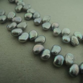 P2001 ZOETWATERPAREL ZILVER +-7MM RIJST TOP GEBOORD