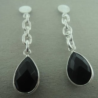 P107 OZ0736 OORSTEKER ONIX ZWART 4CM DRUPPEL