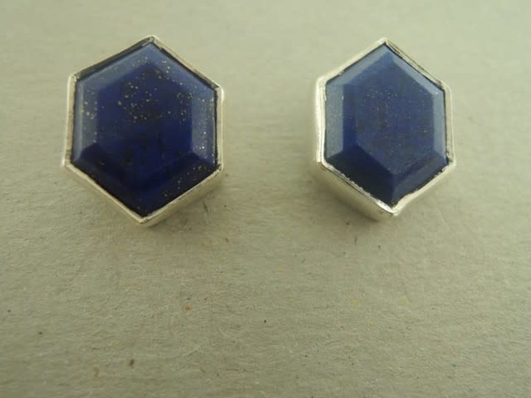 P110 OZ0755 OORSTEKER LAPIS LAZULI BLAUW 14MM ZESHOEK