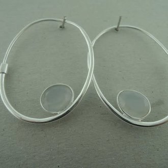 P116 OZ0770 CREOOL Ag925 CHALCEDOON GRIJS 3.5CM OVAAL